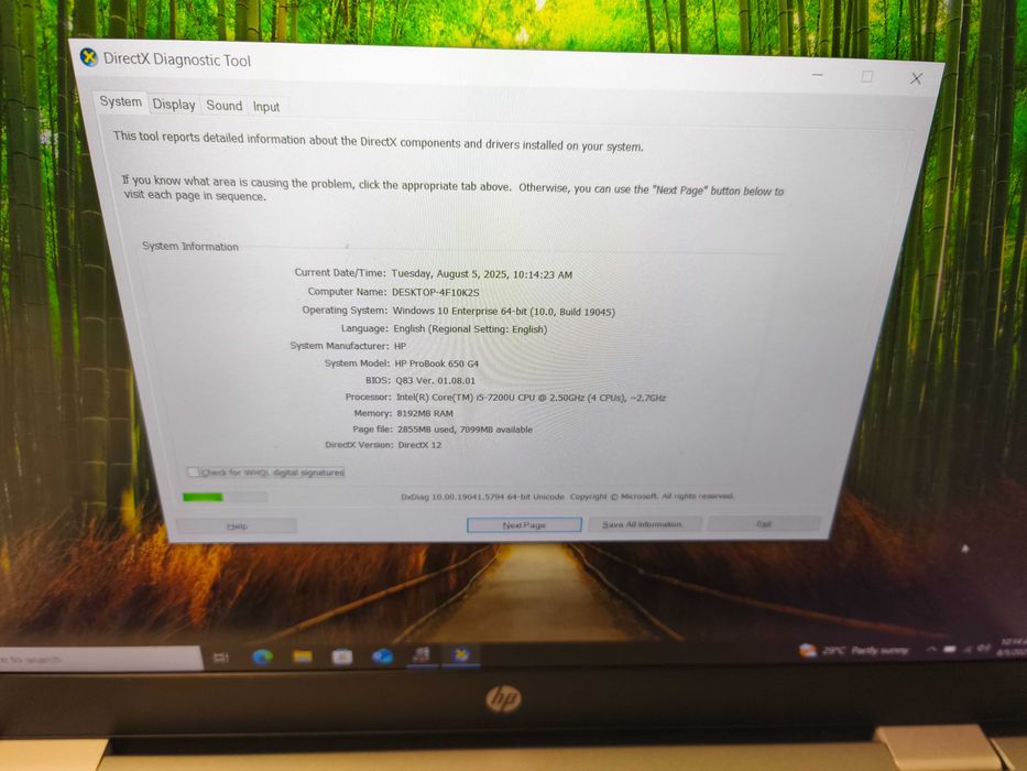 laptop hp probook 650 G4 i5 7200u 8gb ram ssd 256gb