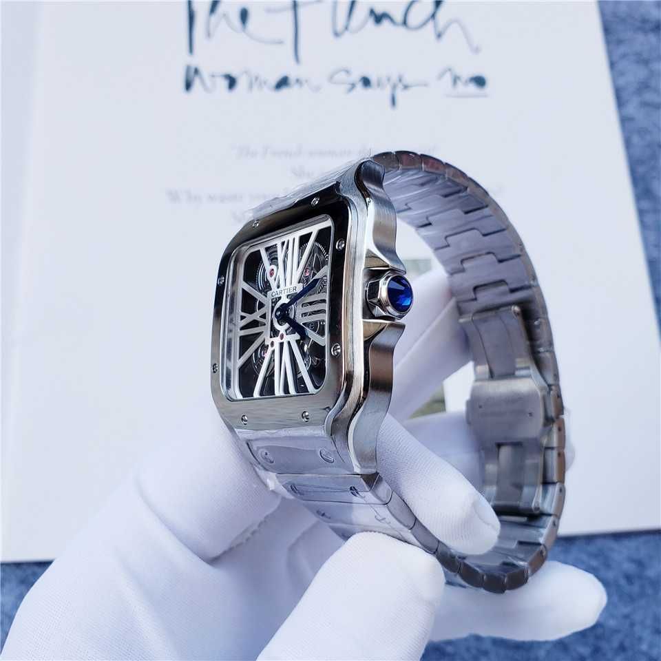 Мъжки часовник Cartier Santos de Cartier Skeleton с кварцов механизъм