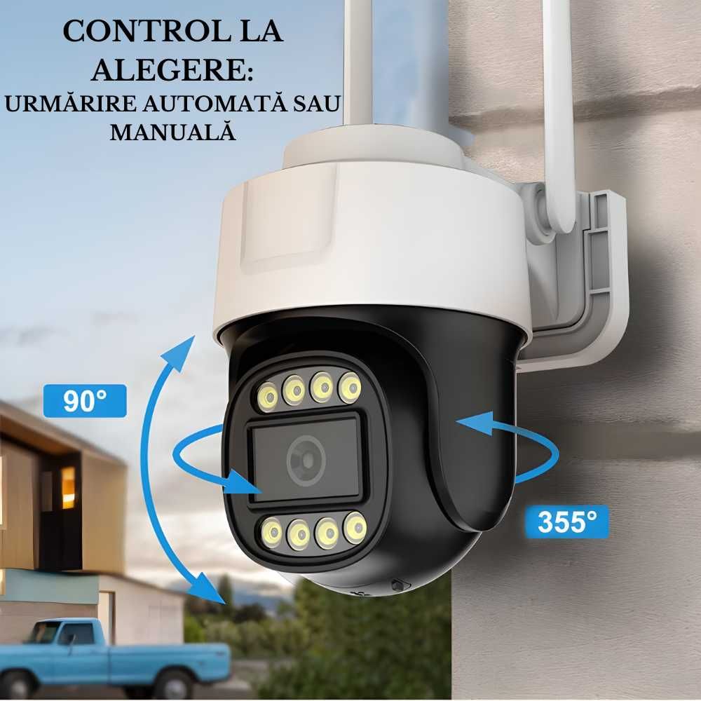 Camera de Supraveghere 4K Exterior/Interior,Wi-Fi 2.4Ghz si 5Ghz,360°