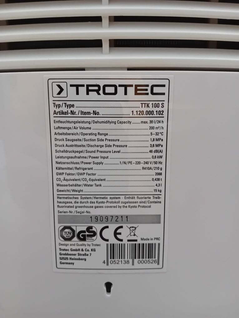 Trotec TTK100S dezumidificator pro-