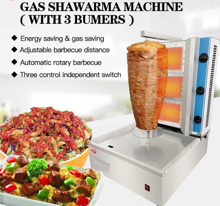 aparat,rotisor shaorma pe gaz cu 3 ,4,5 arzatoare NOU