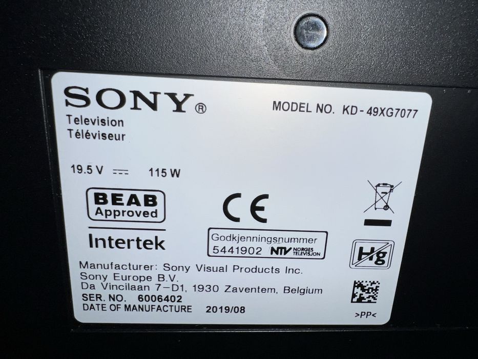 Tv SONY 123 cm KD 49XG7077