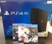 Vând PS4 Pro Jet Black 1TB cu 4 jocuri