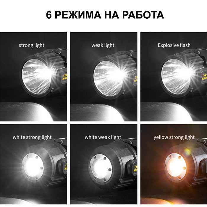 Фенер за къмпинг или риболов, Прожектор, 1 Led диод P50 + COB, USB