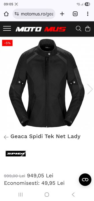 Geaca moto Spidi Tek Net Lady,nr.XS, noua
