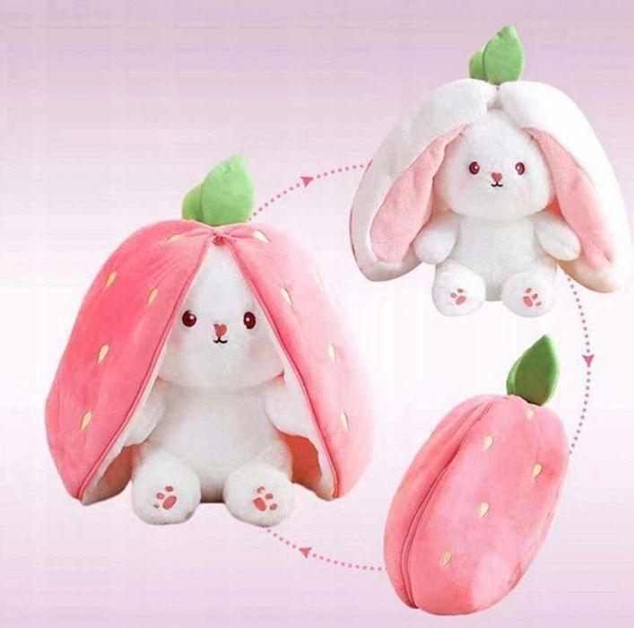 Плюшено зайче в ягода, трансформираща плюшена играчка подарък за дете