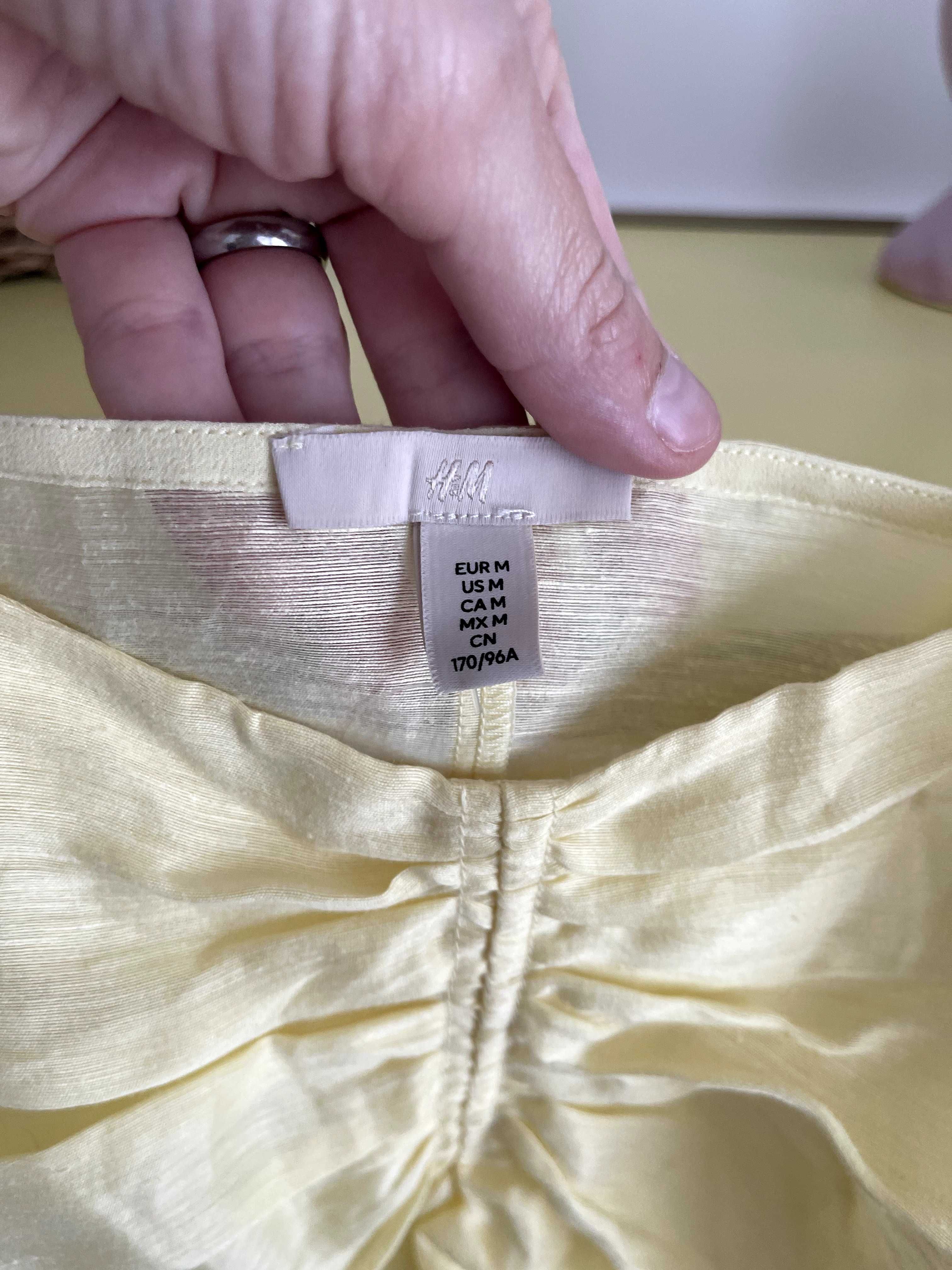 Красив топ от лен със волани отпред размер М на H&M