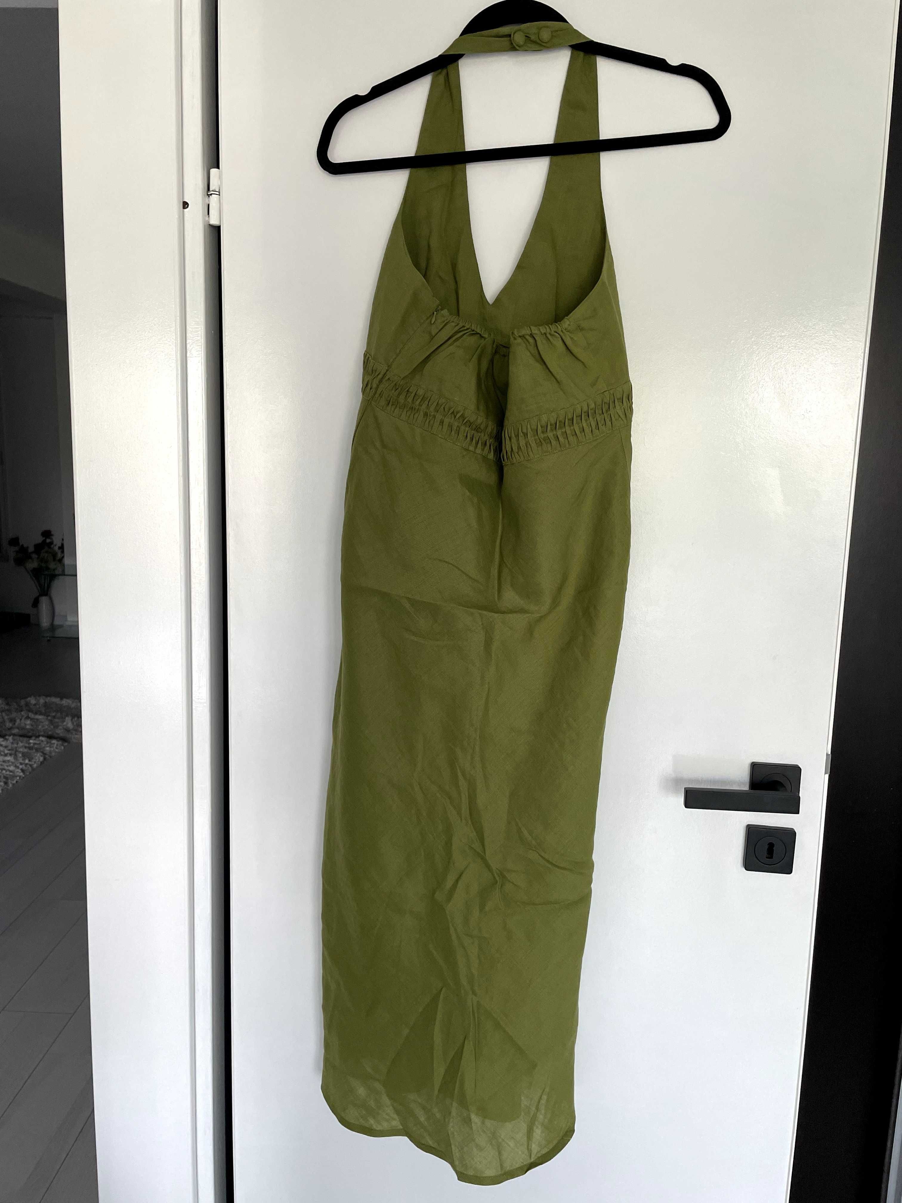 Vand rochie dama Zara Basics, verde mustar, 100% bumbac, marimea L