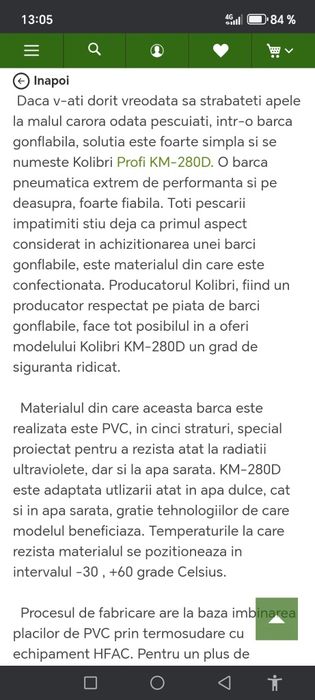 Barca gonflabila kolibri 280 are 5 intrări pe apa ,predare personala