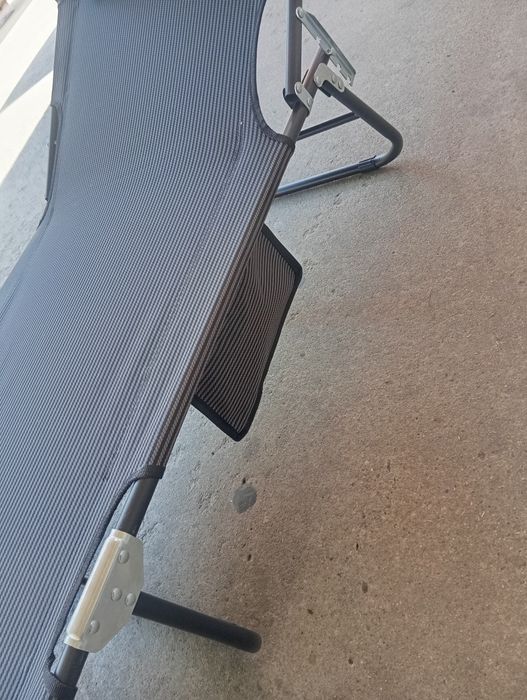 Сгъваем шезлонг,  сив, 172.5x55.5 см, с регулируема облега