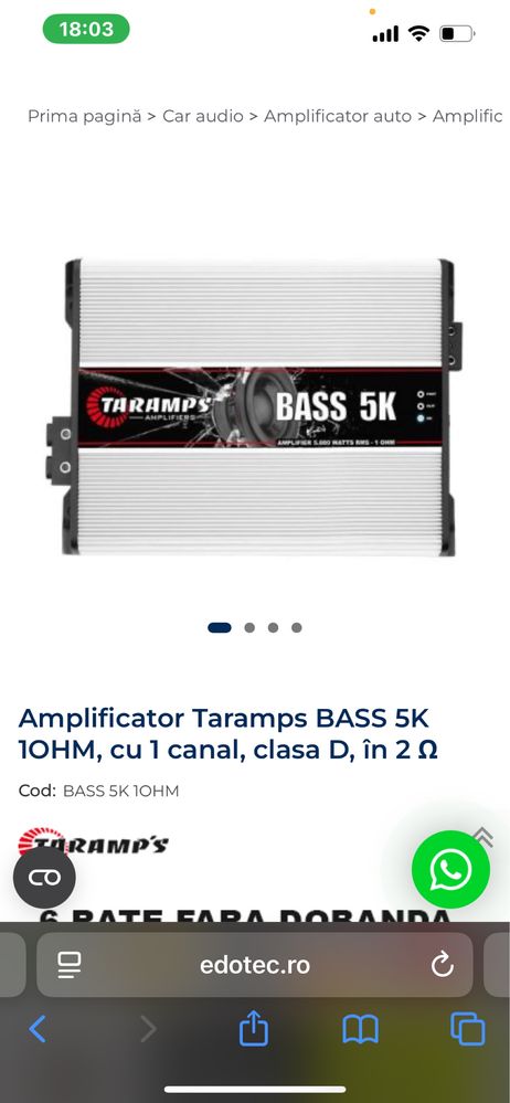 Vand amplificator taramps bass 5k