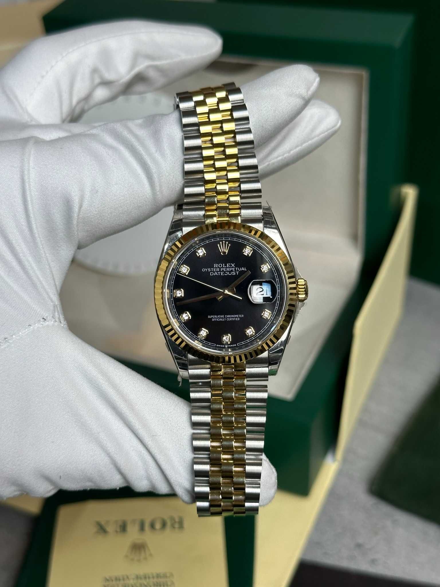 Rolex Datejust 36 MM Jubilee Black Diamond Dial Two Tone