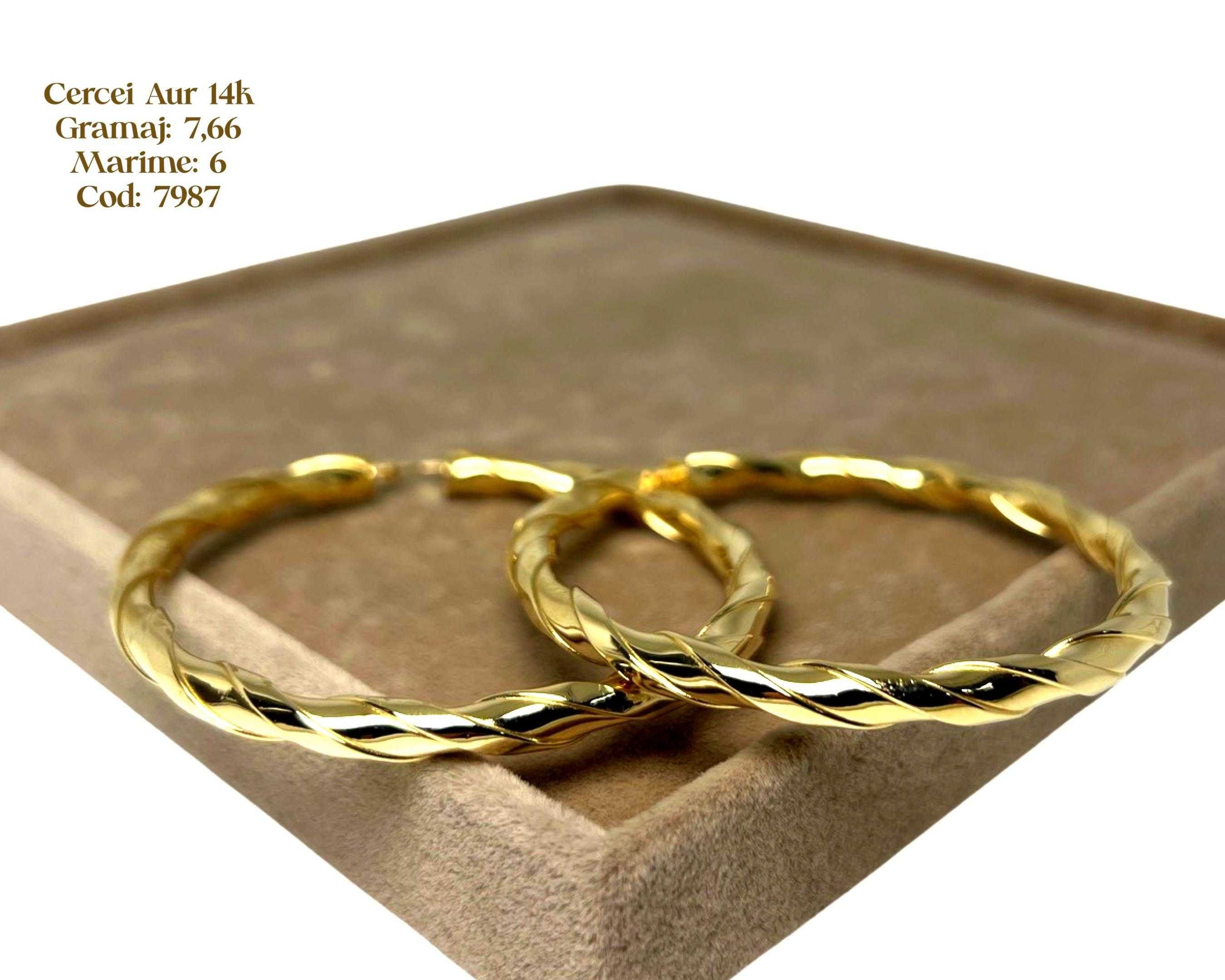 (7987) Cercei Aur 14k, 7,66 grame FB Bijoux Euro Gold
