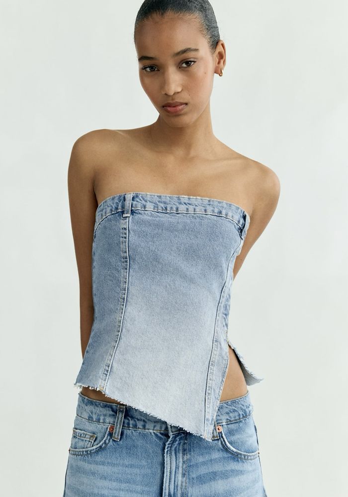 Top Zara, denim, nou