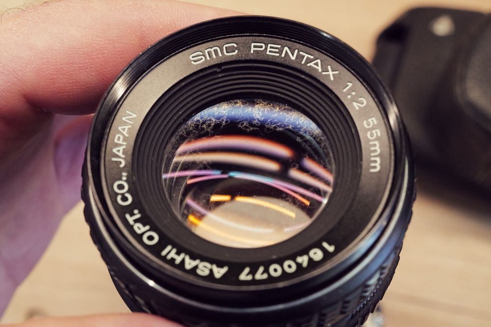 Aparat foto film Pentax K1000 husa originala obiectiv 55mm