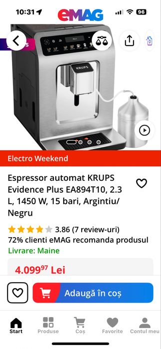 Vand cafetiera espressor super automat krups