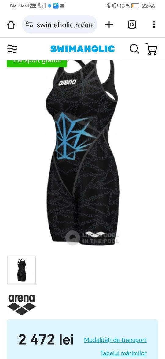 Costum inot competiție Arena Carbon Core FX