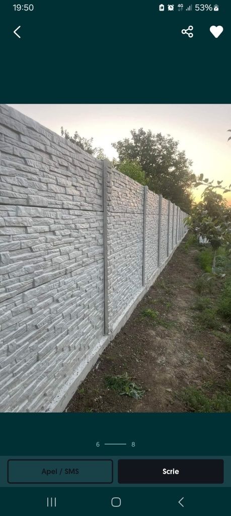 Gard din placi de beton armat