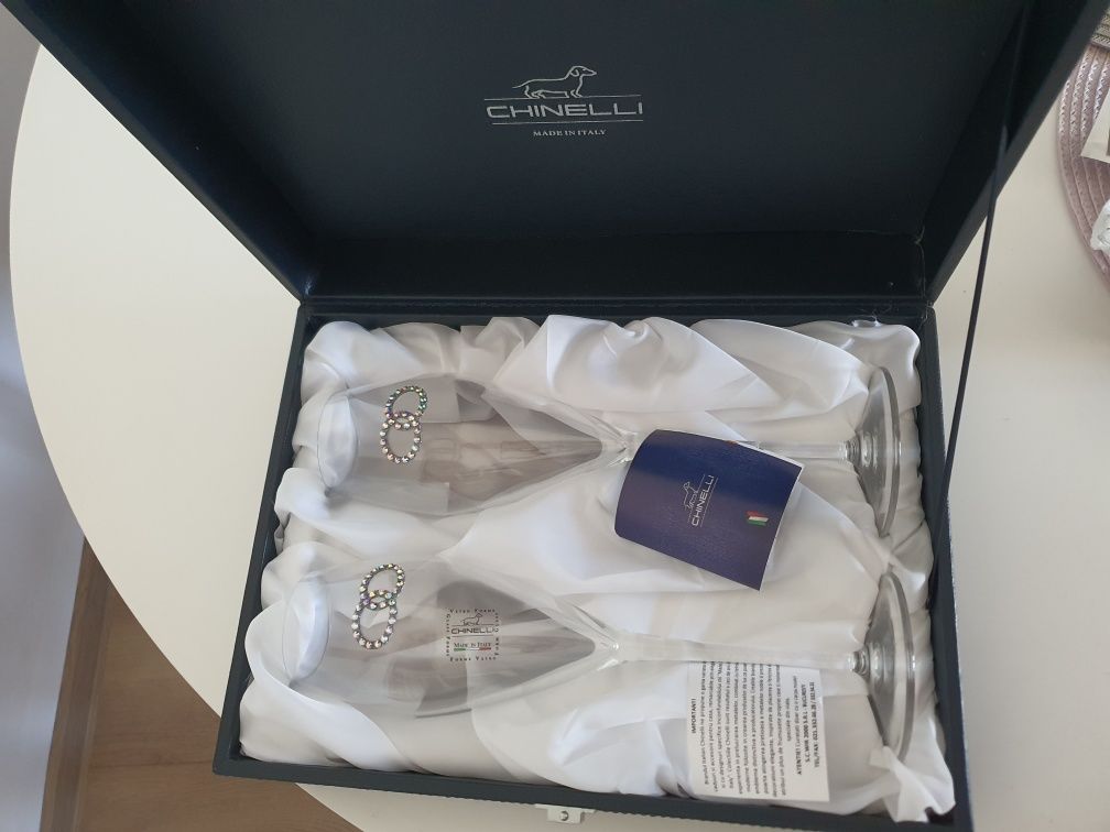 Set de pahare din cristal Chinelli cu pietre swarovski cadou de nunta