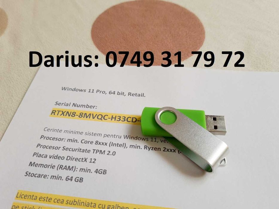 Windows XP, 7, 8.1, 10, 11 sau Office cu licență pe stick USB bootabil