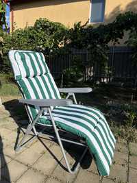Set 2 scaune șezlong de grădină/ plaja cu brațe, alb/ verde