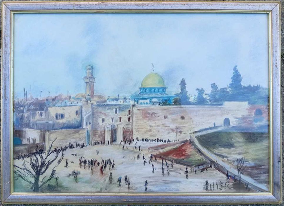 Tablou vechi - peisaj urban oriental - semnat Iser