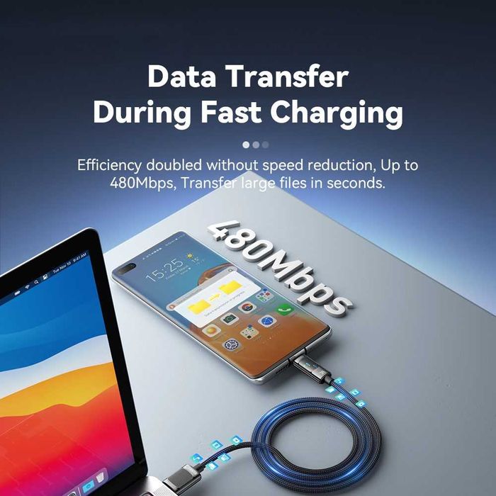 Cablu 2M USB-A la USB-C iPhone OnePlus Oppo Realme Honor Huawei Vivo