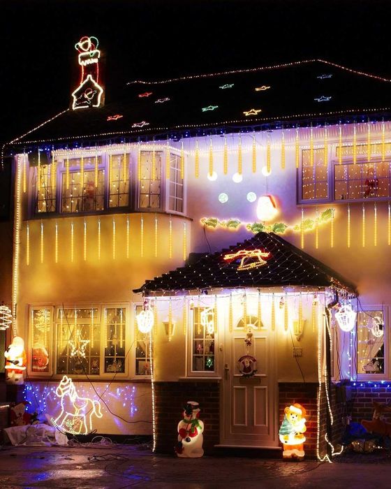 падащ  сняг коледни лампички 3м х 80см топла изстрелваща се светлина