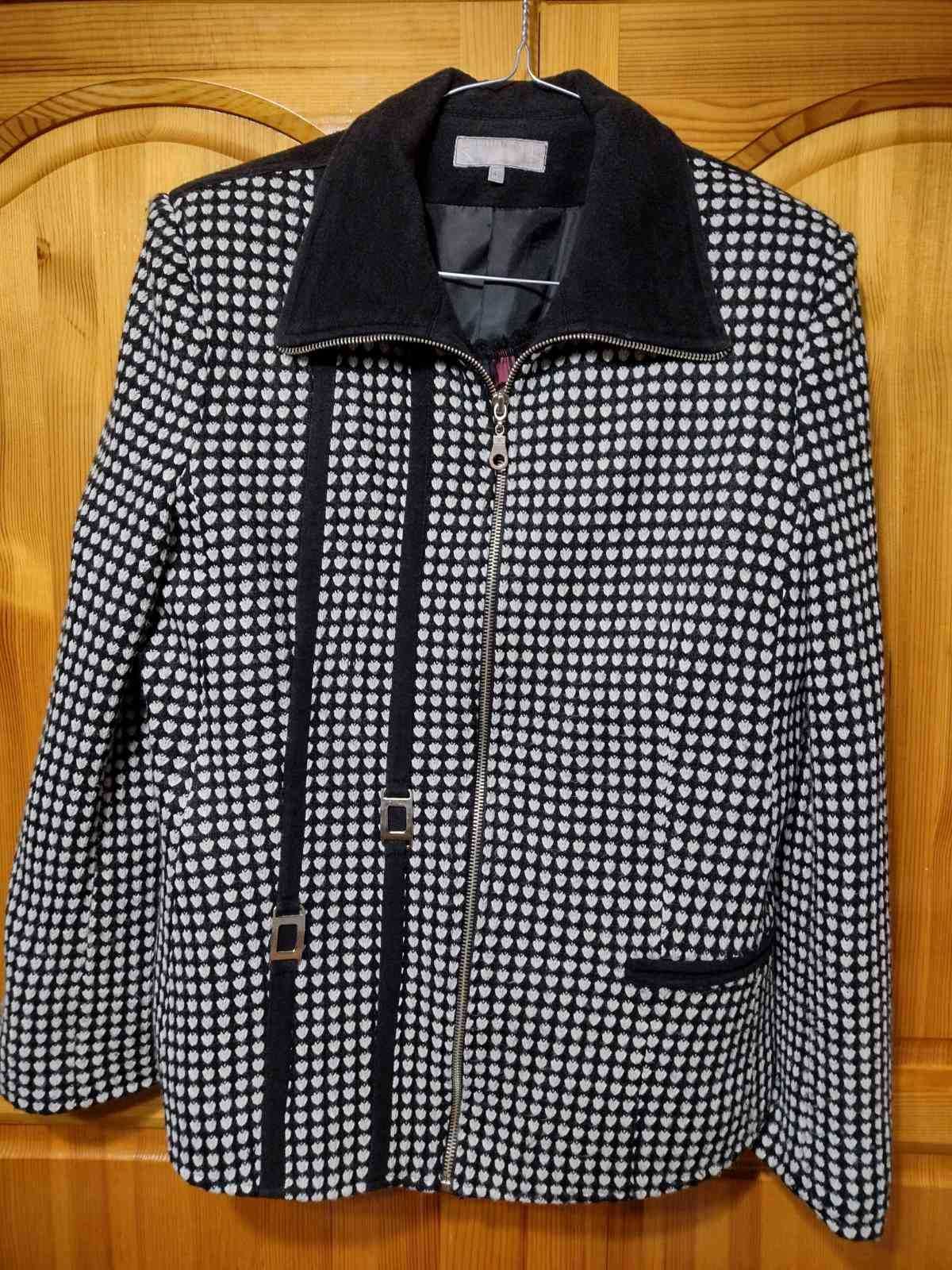 Сако "RIVA Fashion"!Кожени Декорации,десен"Пипит черно и бяло"!НОВО!46