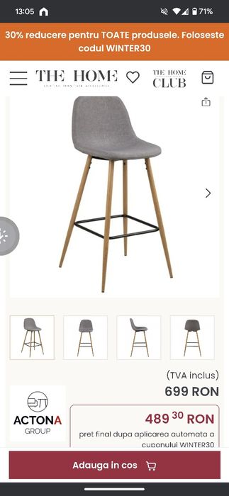 Insula bucătărie extensibilă/ masă bar pe comanda + scaune The Home