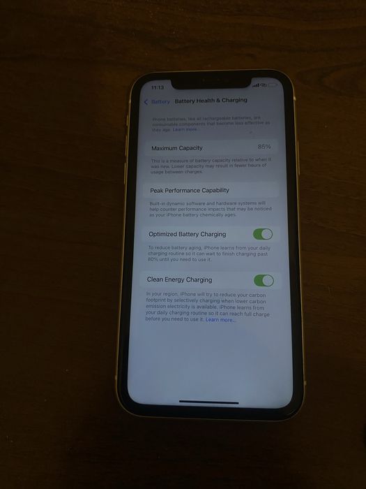 iphone 11 normal 85% sanatatea bateriei