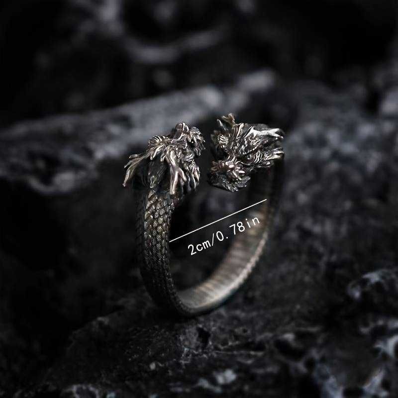 Inel argintiu rglabil vintage Design fluture dragon colier cruce sarpe
