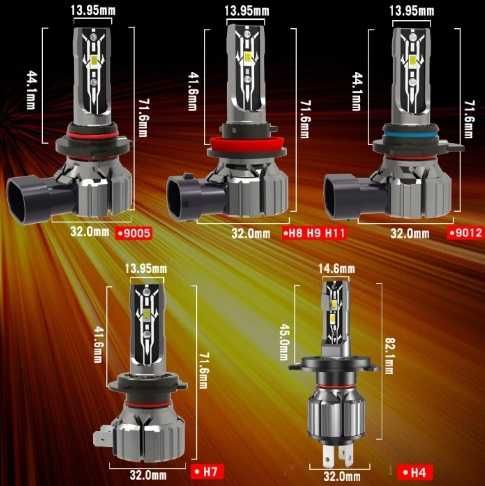 LED диодни крушки Е2 - H1  H4  H7  H11  9005  9006