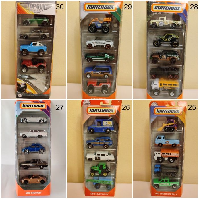 5 Pack Метални колички Hot Wheels и Matchbox сетове от по 3 и по 5 бр.