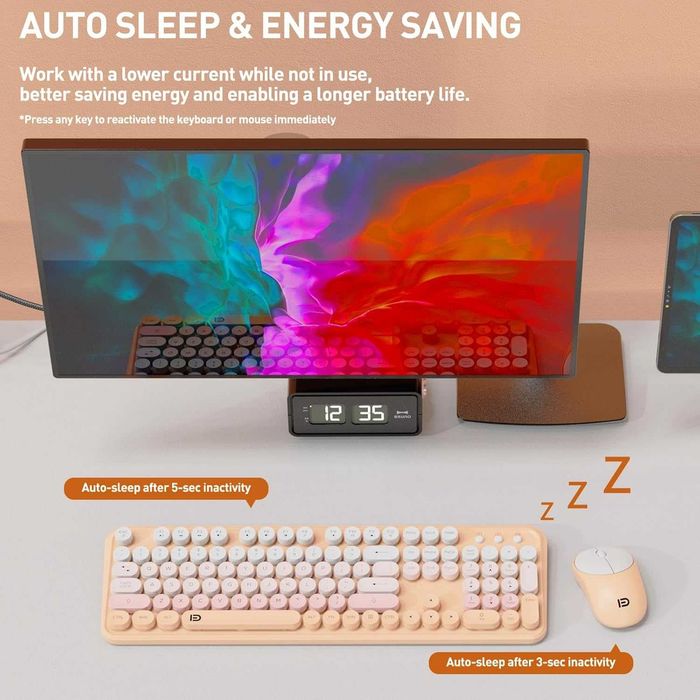 Kit tastatura mecanica & mouse ,wireless,roz,sigilat