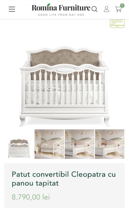 Pătuț tapițat bej. ROMINA FURNITURE