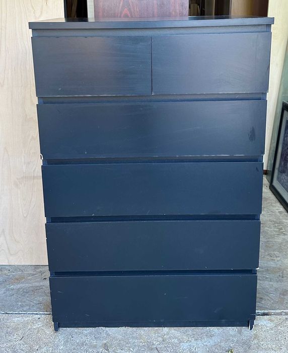 Comoda neagra cu sertare tip Ikea; Dulap cu 6 Sertare