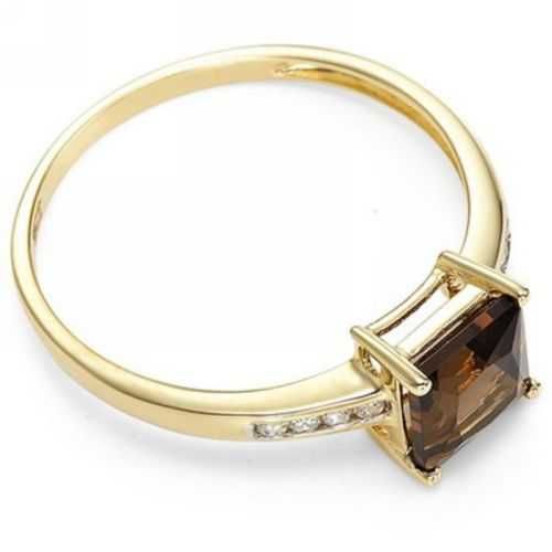 GPR135,inel placat cu aur 18k,model logodna, zirconiu alb/cafea