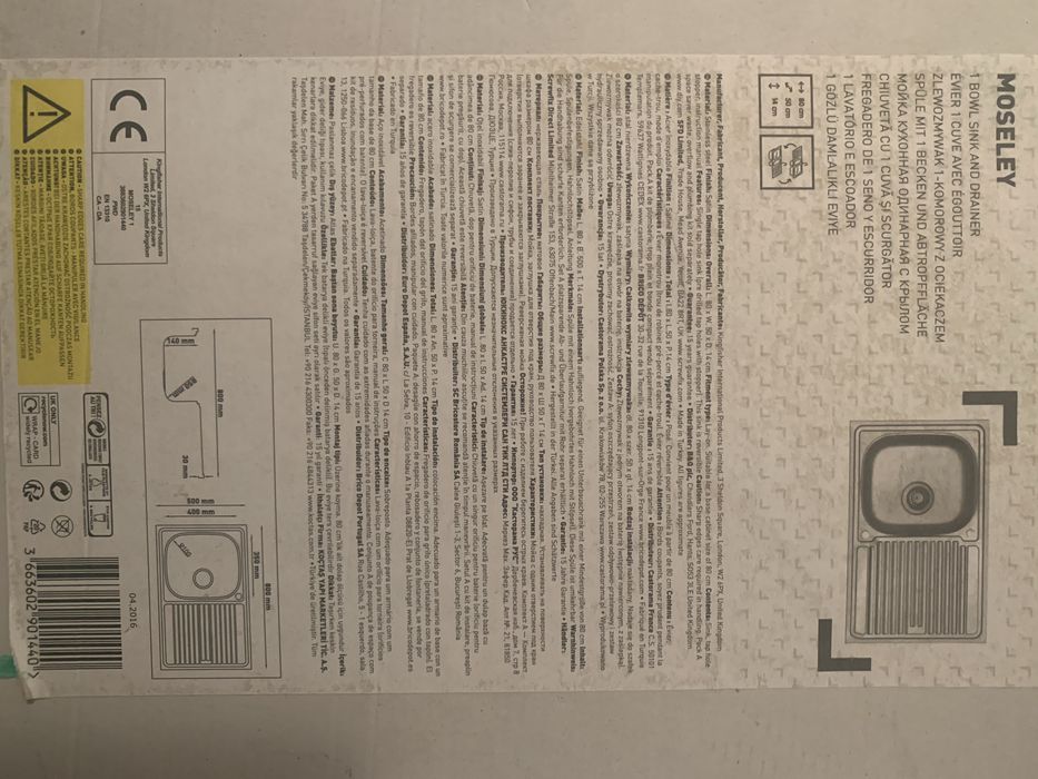 Vand chiuveta inox noua