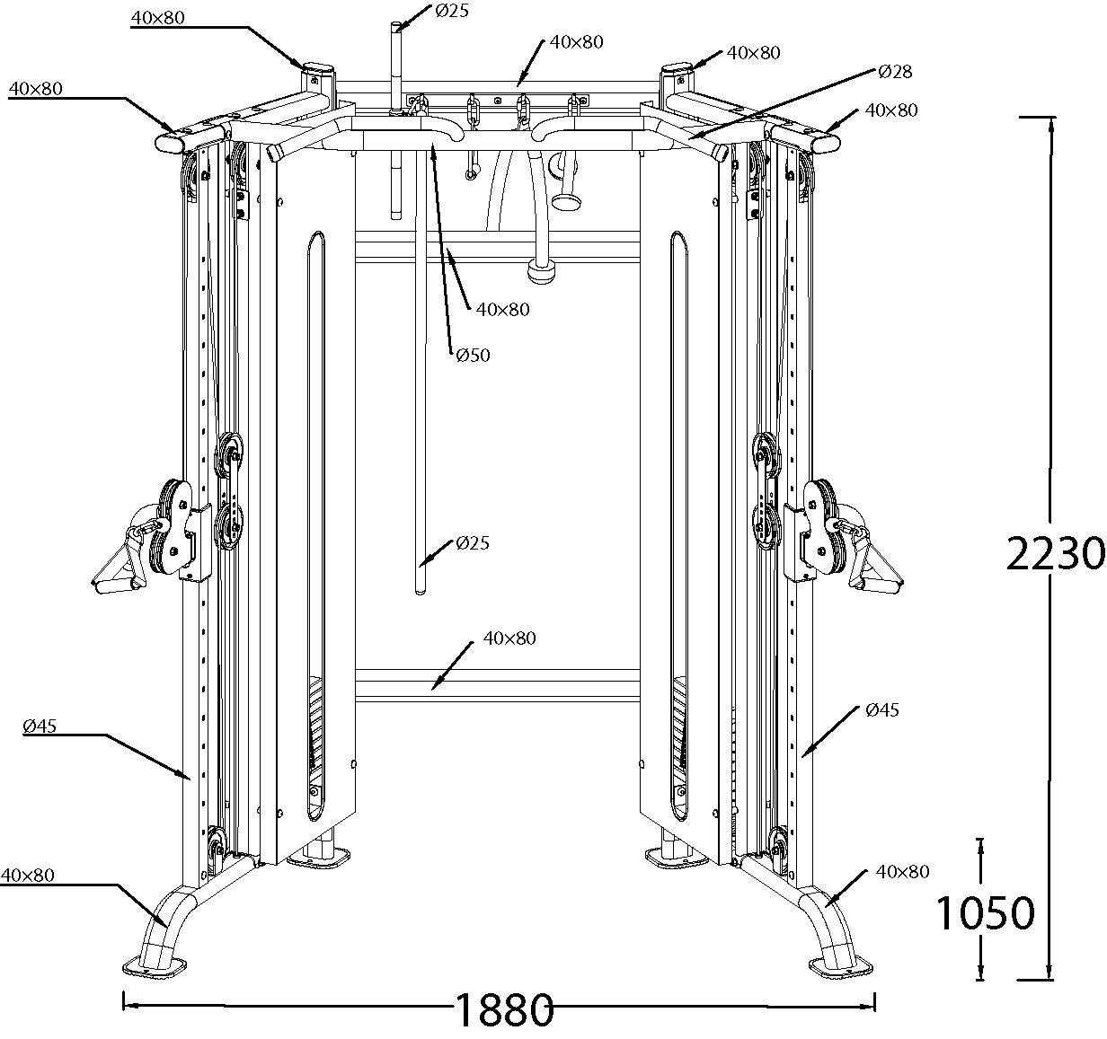 Комбинирана Кросоувър Станция Amila Pulley Machine, Фитнес Уреди