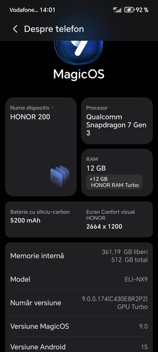 Vând telefon HONOR 200