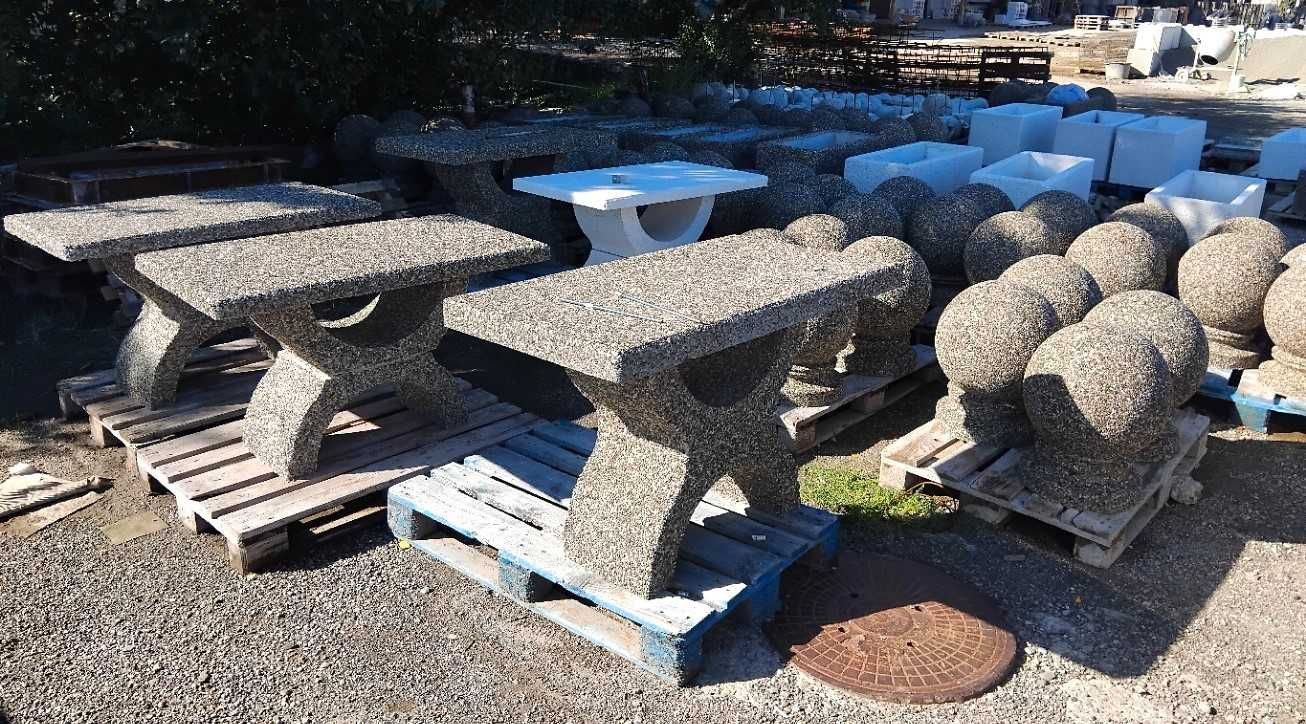 Masa din beton și marmura albă – Zico – 120x66x71 cm