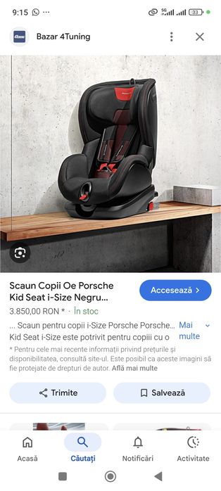 Vand scaun copil Porsche in stare perfecta