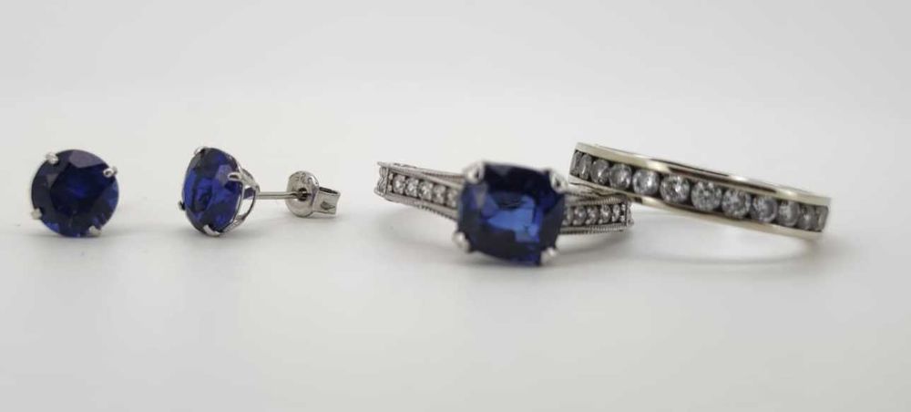 Set aur 14k cu Lab safire si zirconii 8gr