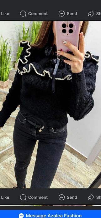 Дамски къс пуловер