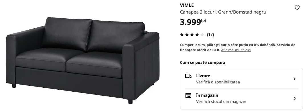 Canapea din piele ecologică - Ikea