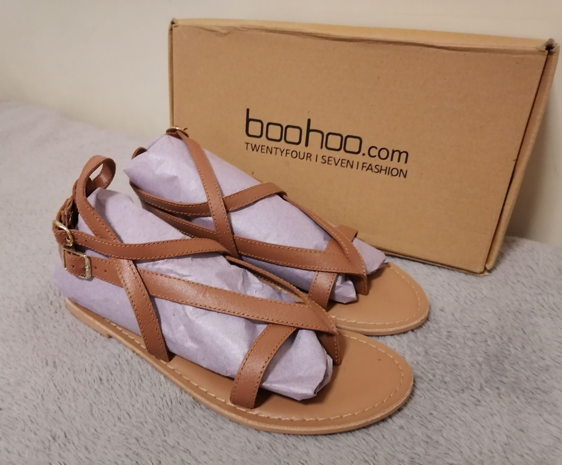 Дамски сандали Boohoo, естествена кожа