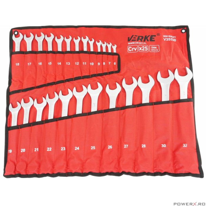 Set chei combinate, 6-32 mm, 25 piese, crom-vanadiu, Verke