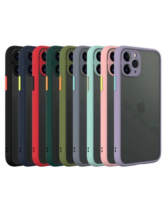 Iphone 12/13/14/15 PRO MAX Husa Hybrid Margine Silicon Neagra Rosie Ve