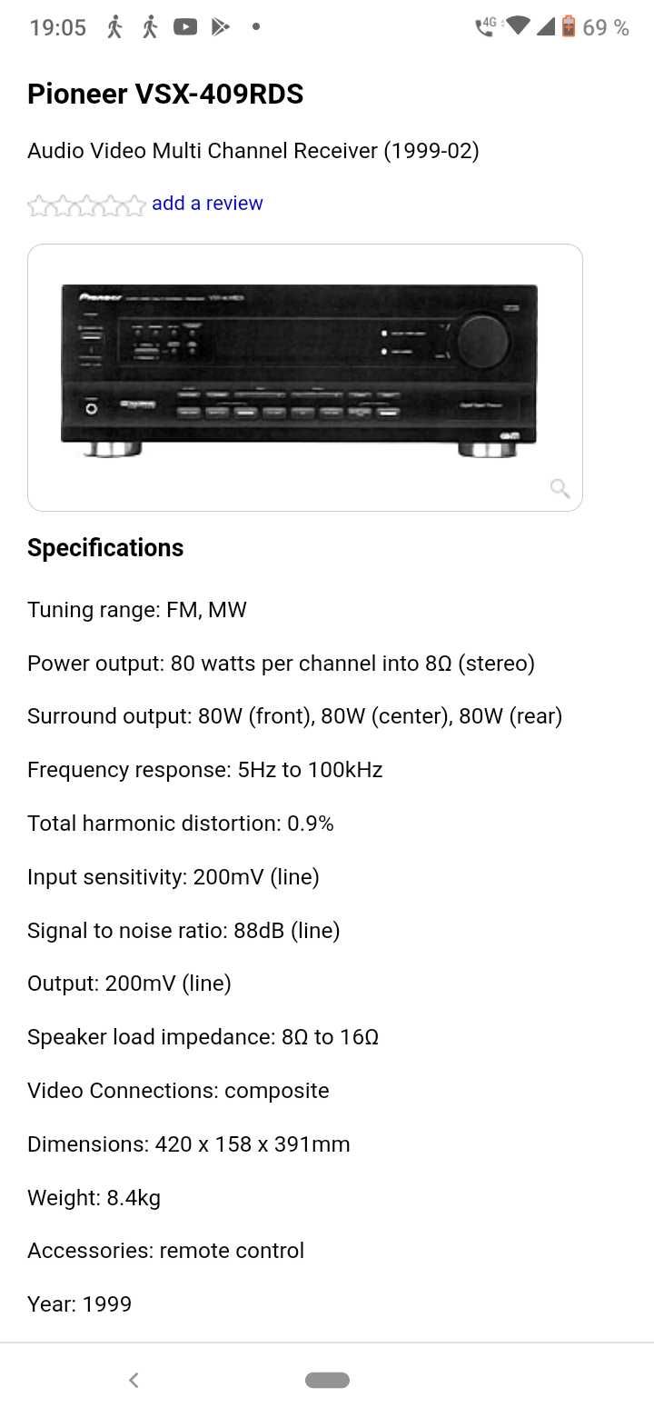 Vand AV Receiver Pioneer VSX 409 RDS 5.1 canale